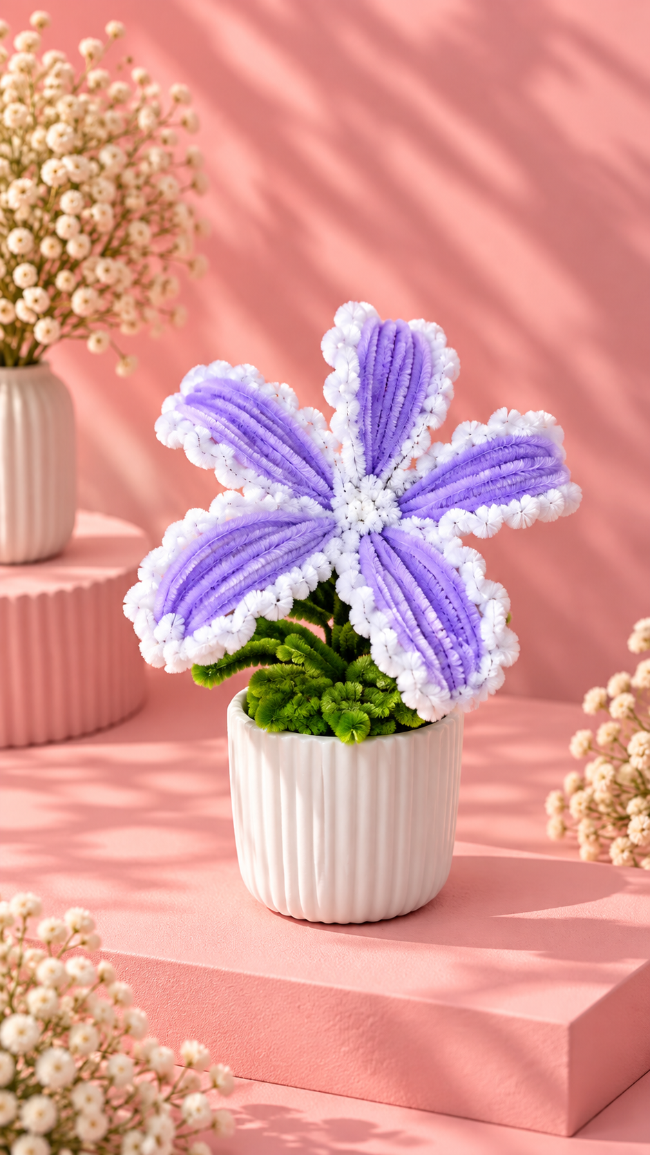 Purple & White Potted Flower