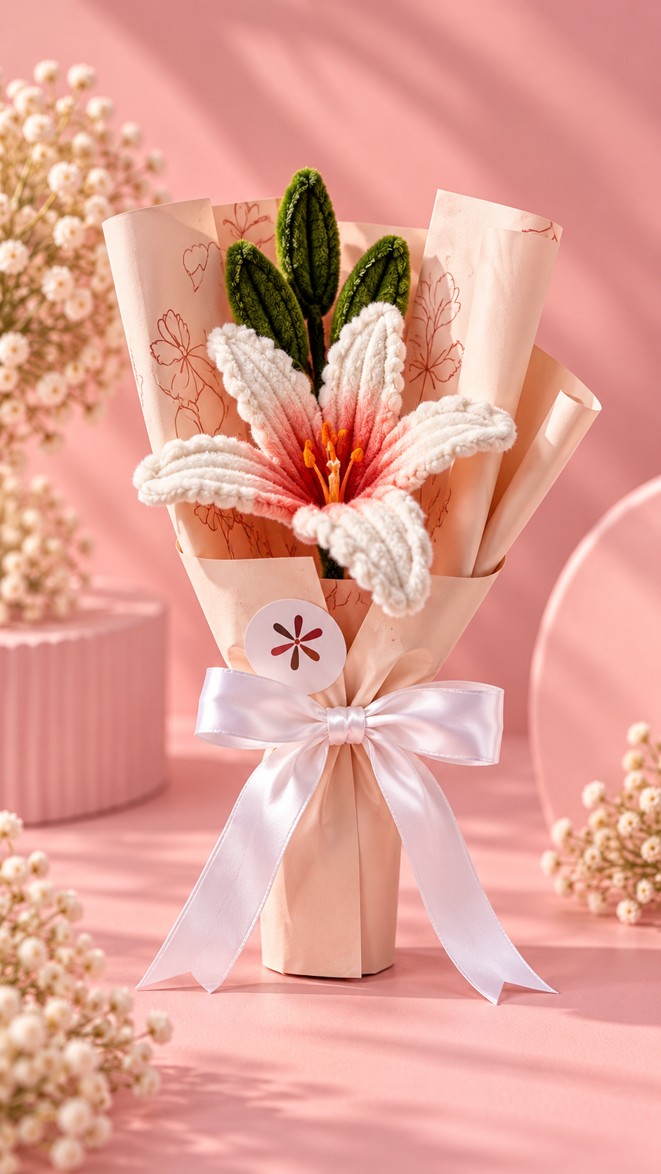 White & Pink Lily Mini Bouquet